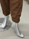 Women's Brown Drawstring Joggers with Ruched Ankle Cuffs