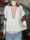 Women's Burgundy Loose Fit Collared Gameday Pullover