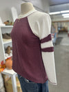 Women's Burgundy Rib Tunic with Contrast Sleeves