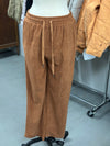 Women's Chestnut Drawstring Casual Corduroy Pants