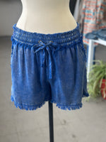 Women's Classic Blue Tencel Mineral Washed Shorts
