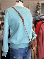 Women's Dusty Teal Acid Wash Oversized Pullover Sweatshirt