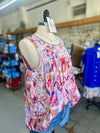 Women's Embroidered Print Tank Top with Round Neckline
