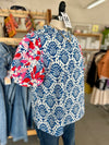 Women's Floral Print Puff Sleeve Frill Neck Blouse