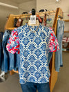 Women's Floral Print Puff Sleeve Frill Neck Blouse