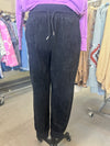 Women's High Waisted Black Suede Jogger