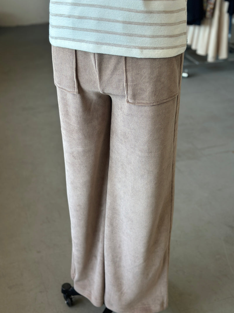 Women's Khaki Corduroy Wide Leg Pants