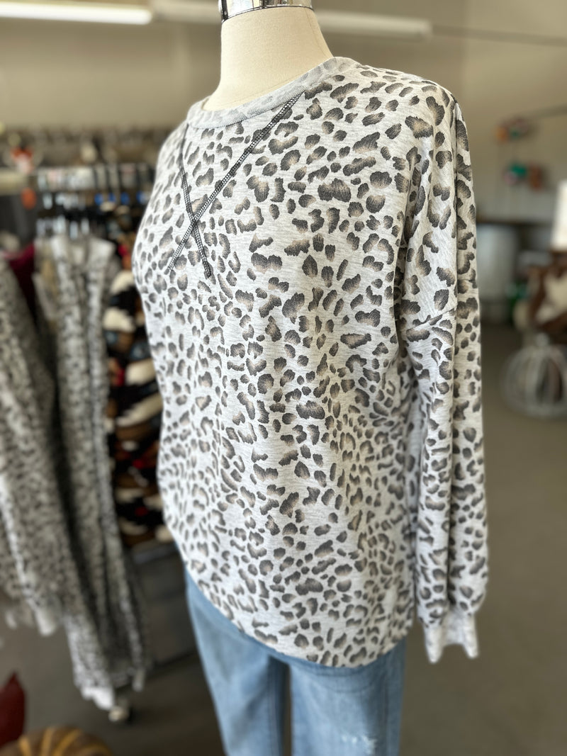 Women's Leopard French Terry Sweatshirt