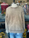 Women's Mocha Acid Wash French Terry Exposed Seam Sweatshirt