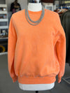 Women's Light Orange Acid Wash Oversized Pullover Sweatshirt