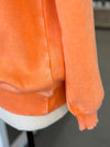 Women's Light Orange Acid Wash Oversized Pullover Sweatshirt