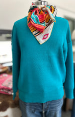 Women's Light Teal Round Neck Sweater