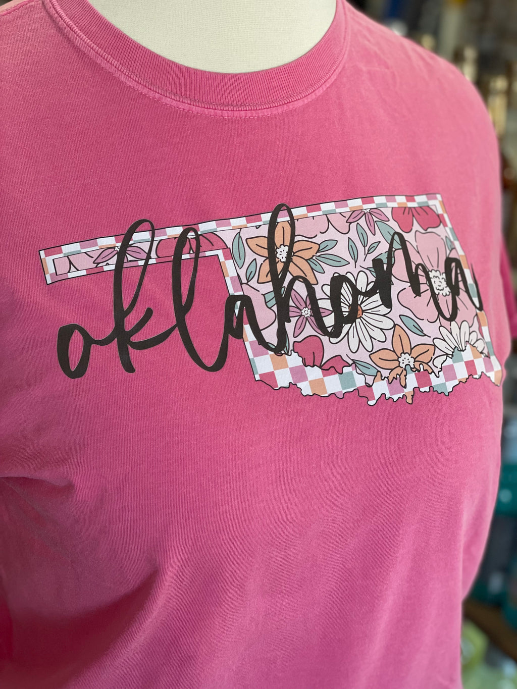Oklahoma Crew Neck Floral Tee - Crunchberry