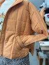 Women's Orange Quilted Puffer Jacket