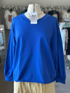Women's Royal Blue Relaxed Cotton Long Sleeve Top