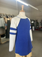 Women's Royal Blue Rib Tunic with Contrast Sleeves