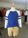 Women's Royal Blue Rib Tunic with Contrast Sleeves
