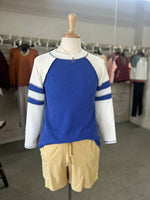Women's Royal Blue Rib Tunic with Contrast Sleeves