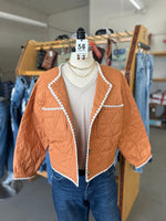 Women's Terracotta Scalloped Trim Quilt Jacket