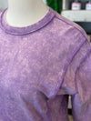 Women's Violet Acid Wash French Terry Exposed Seam Sweatshirt