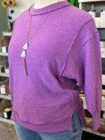 Women's Violet Brushed Mélange Hacci Oversized Sweater