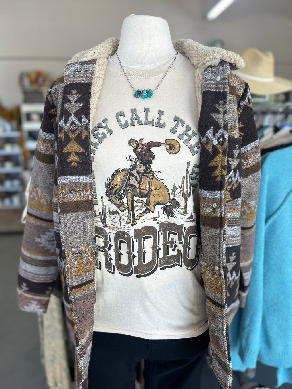 Women's 'And They Call The Thing Rodeo' Cream Crew Neck T-shirt