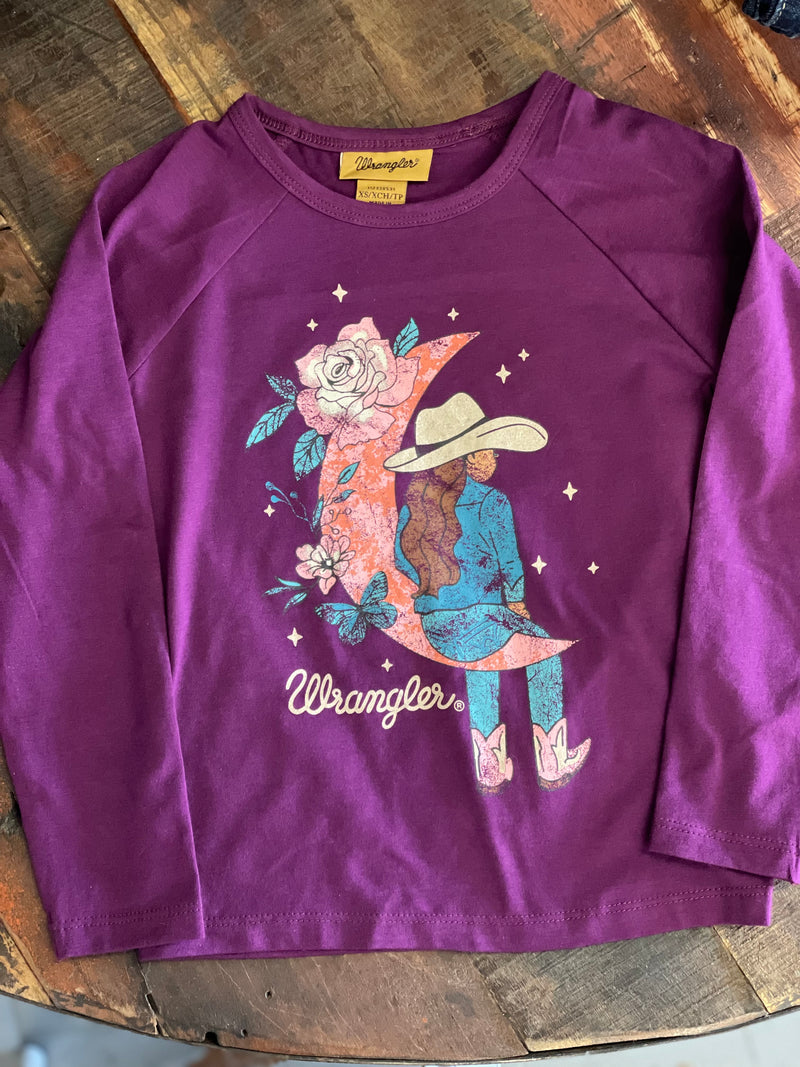 Wrangler® Girls Western Graphic Long Sleeve T-Shirt in Purple [112338531]