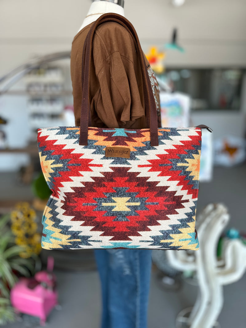 Wrangler | Wrangler Aztec Pattern Print Canvas Tote Bag WG53-8112