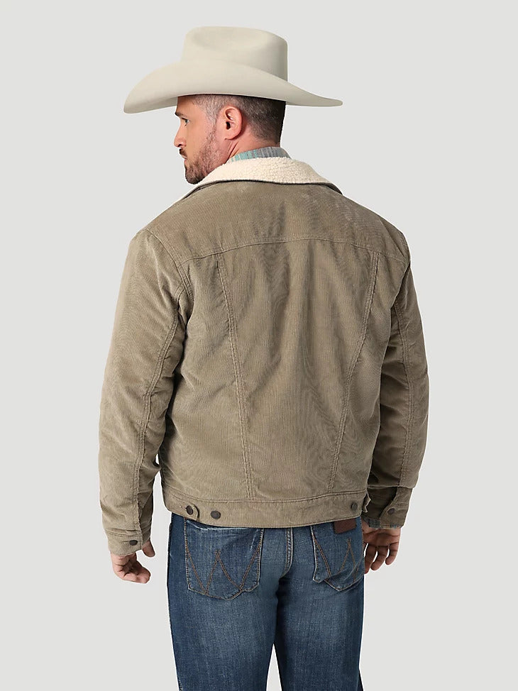Wrangler® Men's Cowboy Cut Sherpa Lined Corduroy Jacket in Nomad [112335725]