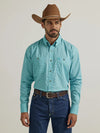 Wrangler® Men's George Strait Long Sleeve Two Pocket Turquoise Geo Print  [112338103]