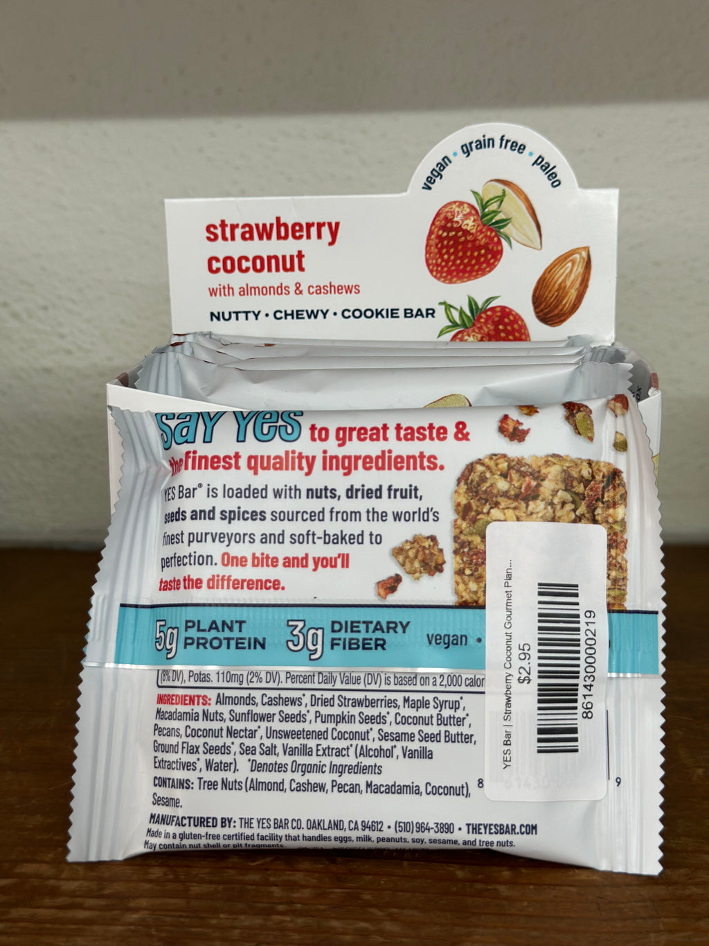 YES Bar | Strawberry Coconut Gourmet Plant Based Snack Bar