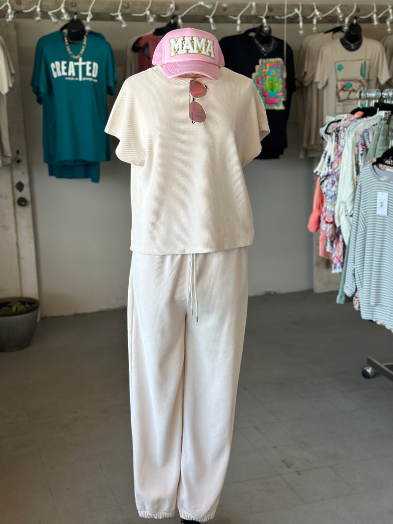 Women's Ivory Corduroy Jogger Pants