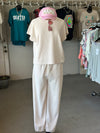 Women's Ivory Corduroy Short Sleeve Top