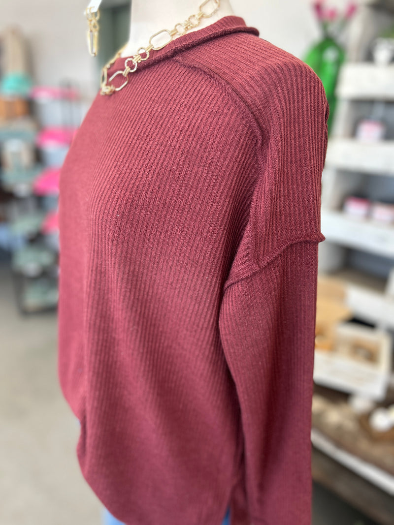 Women's Brick Ribbed Drop Shoulder Sweater