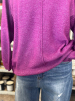 Women's Heather Light Plum Mélange Front Seam Round Neck Sweater