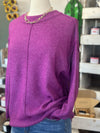 Women's Heather Light Plum Mélange Front Seam Round Neck Sweater