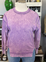 Women's Violet Acid Wash French Terry Exposed Seam Sweatshirt