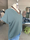 Women's Ash Jade Woven Airflow V-Neck Hi-Low Hem Top