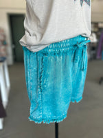 Women's Lt Teal Tencel Mineral Washed Shorts