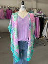 Women's Washed Lavender Short Sleeve V-Neck Top