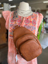 Zippered Crossbody Sling Bag With Patterned Strap