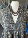 Women's Mineral Washed Leopard Mini Dress with Pockets
