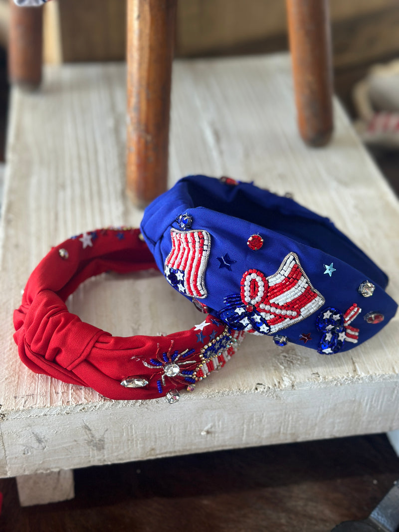 Red + White + Blue Sequin Patriotic Headbands