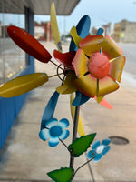 Large Flower Spinner Stake Metal Art