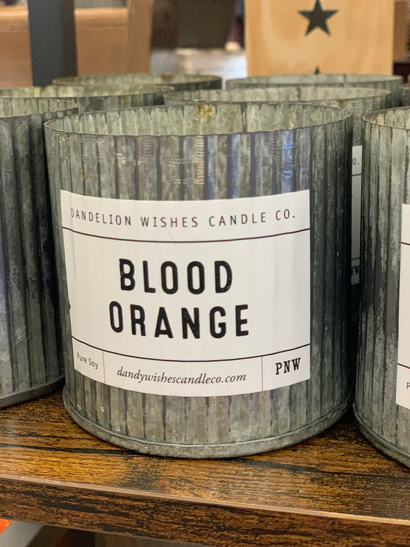 Dandelion Wishes Candle Co l Rustic Galvanized Tin Candle - Blood Orange