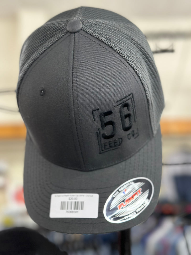 56 Feed Co l Charcoal with Black Thread Logo Flexfit Trucker Cap [OSFM]