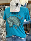 Oklahoma Indian Head Chief Tee l Galap Blue Crew Neck