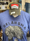 Oklahoma Indian Head Chief Tee l Heather Navy V-Neck Tee