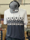Hooey l Men's Weekender White + Navy Blue with Aztec Pattern Polo