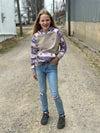 Hooey l Youth Summit Girls Cream Space Dye Hoody with Pink + Grey Aztec Sleeve